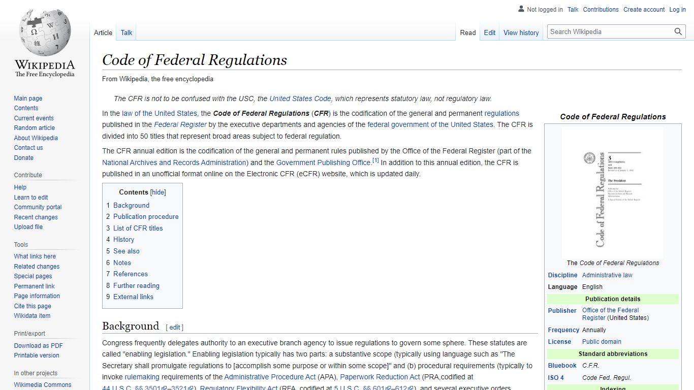 Code of Federal Regulations - Wikipedia