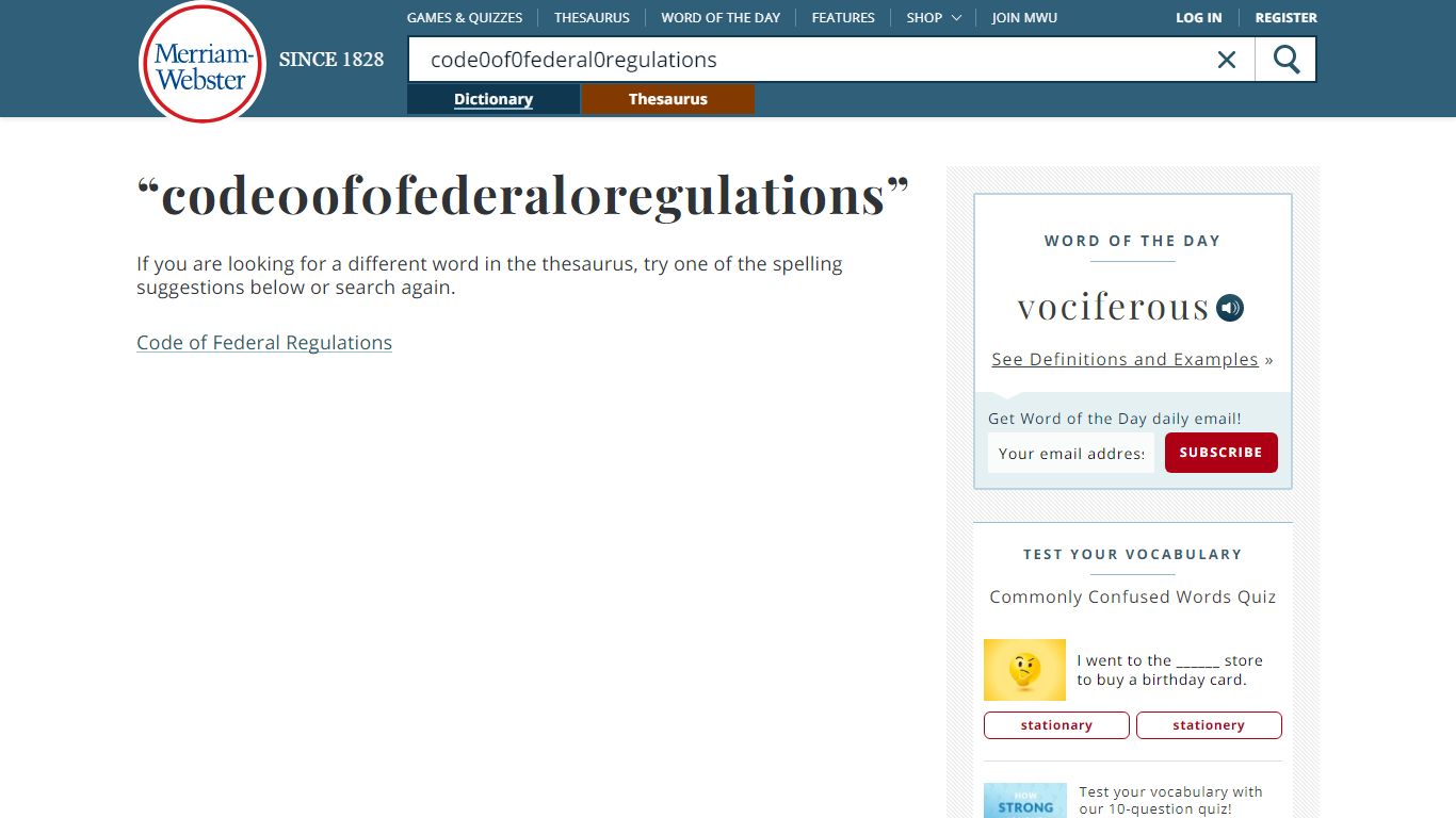 Code of Federal Regulations (CFR) - Merriam-Webster